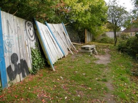 Vandalised fence, click for a larger image